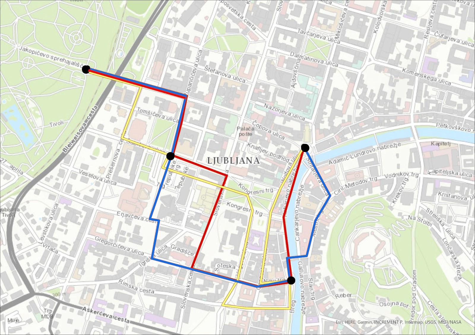 geocatching - 3 možne poti